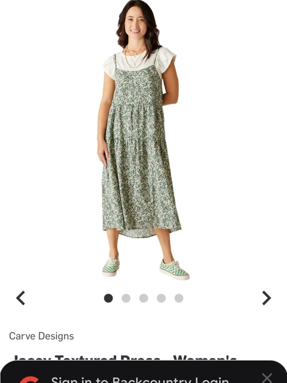 Green Floral Midi Sundress - Lightweight Women's dress- Carve Designs - Picture 2 of 11